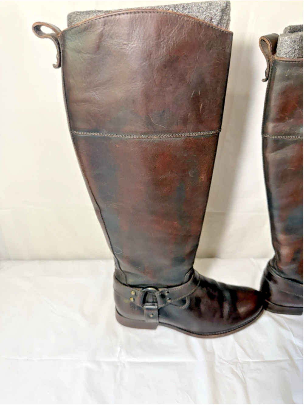 FRYE Melissa Harness Tall Dark Brown Leather Riding Boots 76929 size 6